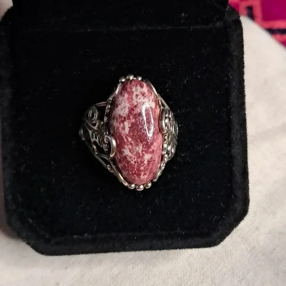 Norwegian Thulite Ring in Sterling Silver. - Picture 2 of 10
